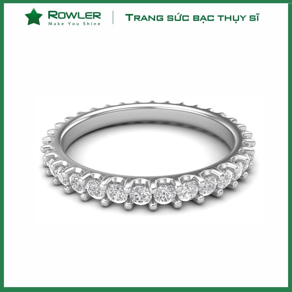 Nhẫn bạc Thụy Sĩ đính full đá Moissanite 1.8ly ROWLER RH000898