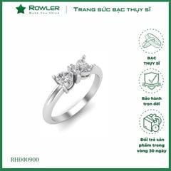 Nhẫn bạc nơ đính đá Moissanite hình trái tim 3.0ly ROWLER RH000900