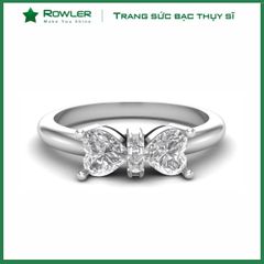 Nhẫn bạc nơ đính đá Moissanite hình trái tim 3.0ly ROWLER RH000900