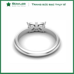 Nhẫn bạc nơ đính đá Moissanite hình trái tim 3.0ly ROWLER RH000900