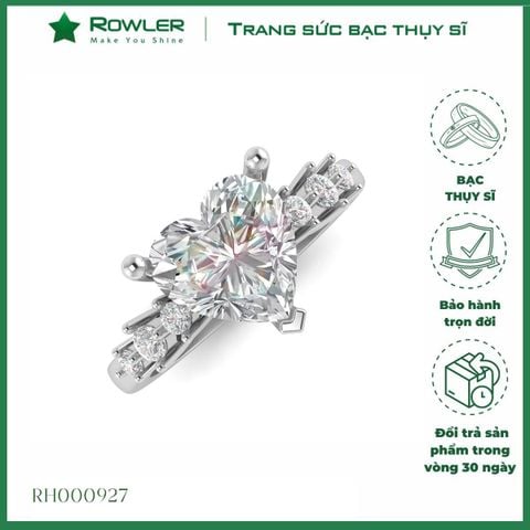 Nhẫn bạc đính đá Moissanite trái tim 7.0ly ROWLER RH000927