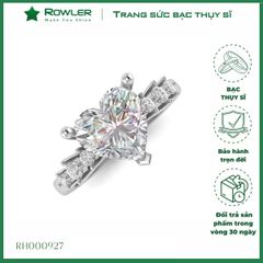 Nhẫn bạc đính đá Moissanite trái tim 7.0ly ROWLER RH000927