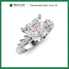 Nhẫn bạc đính đá Moissanite trái tim 7.0ly ROWLER RH000927