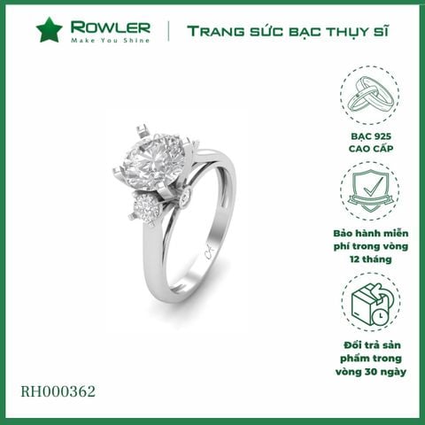 Nhẫn bạc 925 đính đá Cubic Zirconia 5A 6.5ly ROWLER RH000362