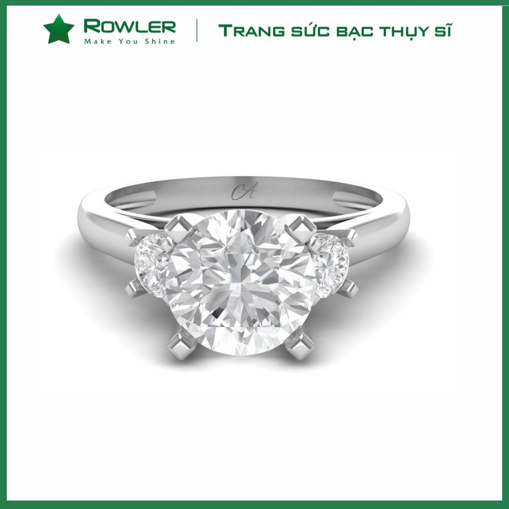 Nhẫn bạc 925 đính đá Cubic Zirconia 5A 6.5ly ROWLER RH000362