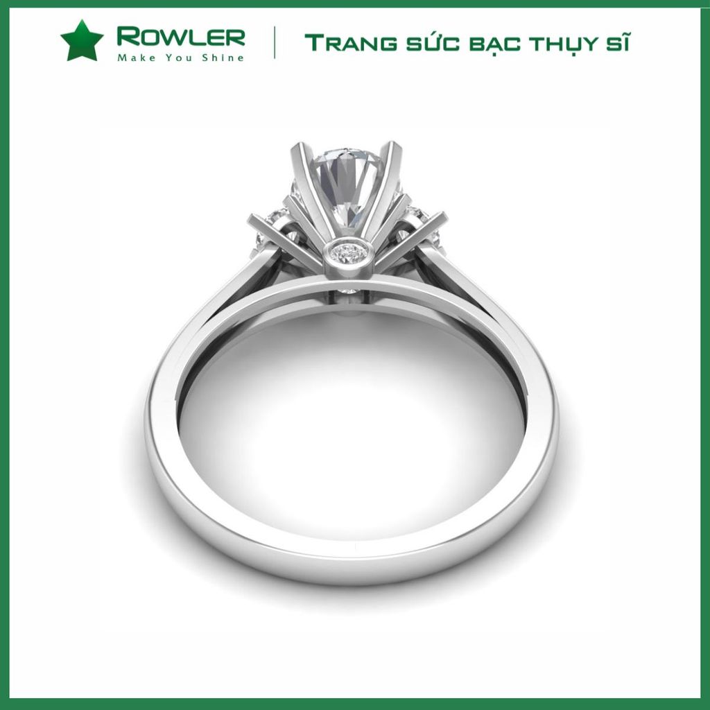 Nhẫn bạc 925 đính đá Cubic Zirconia 5A 6.5ly ROWLER RH000362