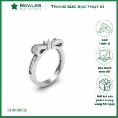 Nhẫn bạc họa tiết nơ đính đá Moissanite ROWLER RH000902