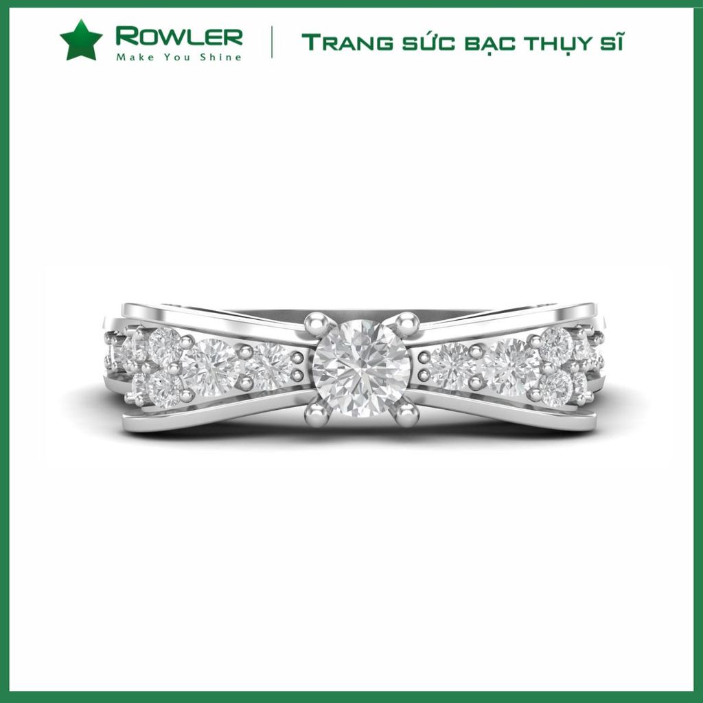 Nhẫn bạc họa tiết nơ đính đá Moissanite ROWLER RH000902