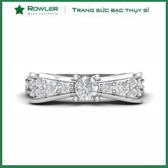 Nhẫn bạc họa tiết nơ đính đá Moissanite ROWLER RH000902