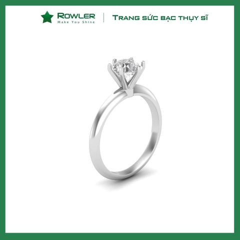 Nhẫn bạc Solitaire đai trơn đính đá Moissanite 5.0ly ROWLER RH000933