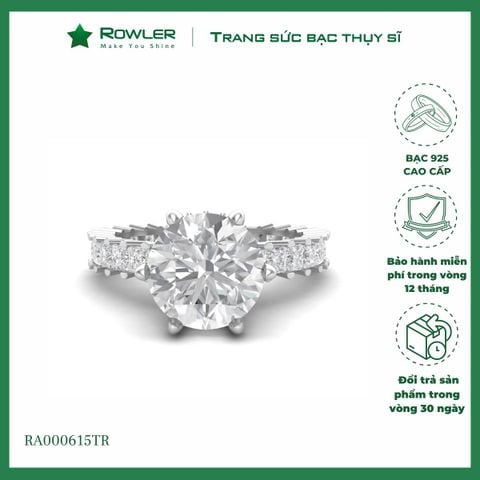 Nhẫn bạc 925 đính đá Cubic Zirconia 5A 8.0ly ROWLER RA000615