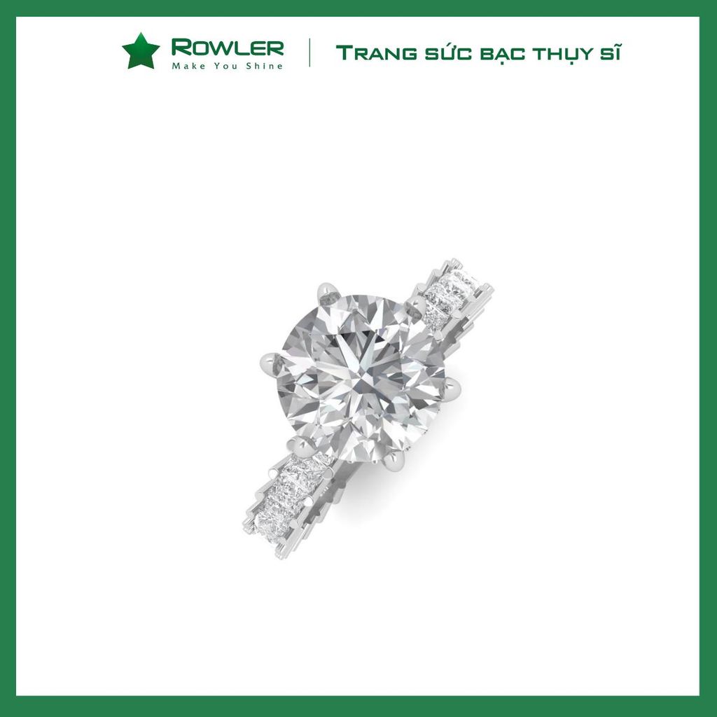 Nhẫn bạc 925 đính đá Cubic Zirconia 5A 8.0ly ROWLER RA000615