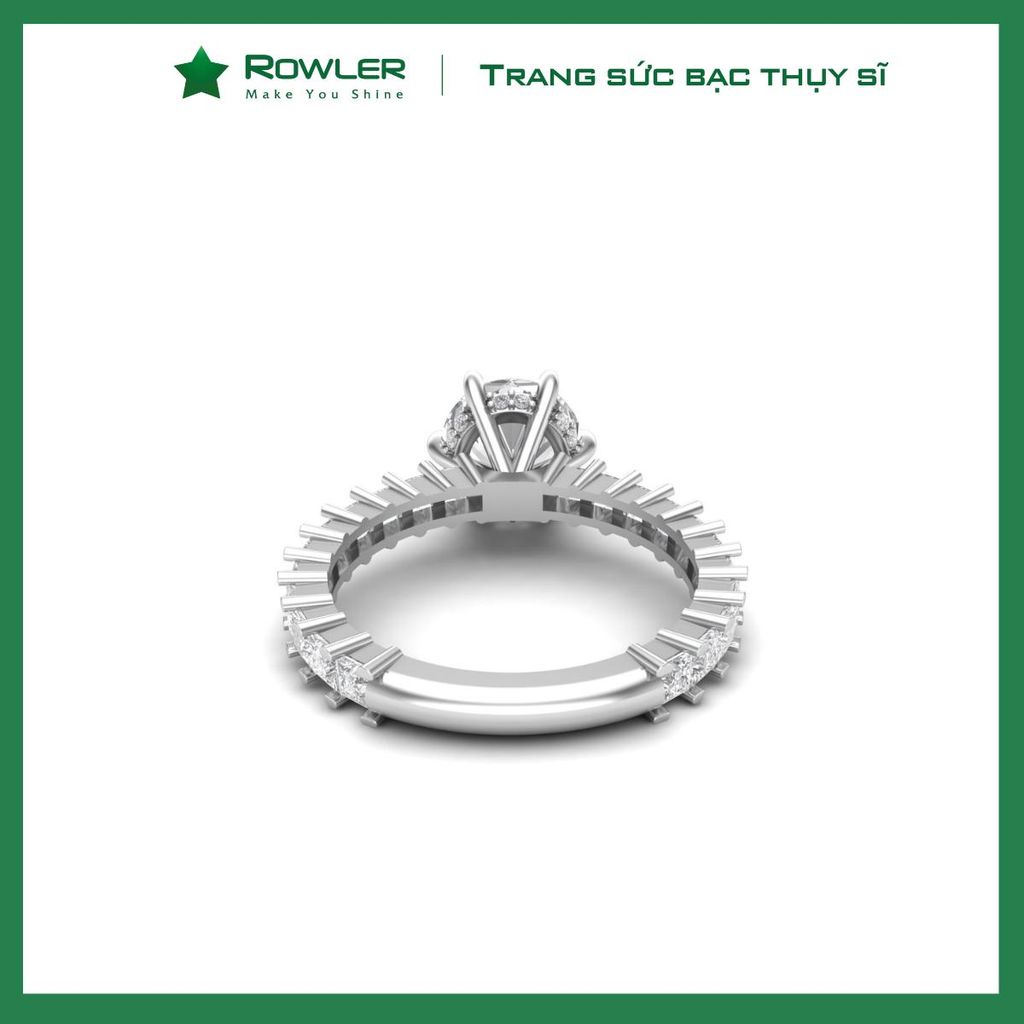 Nhẫn bạc 925 đính đá Cubic Zirconia 5A 8.0ly ROWLER RA000615