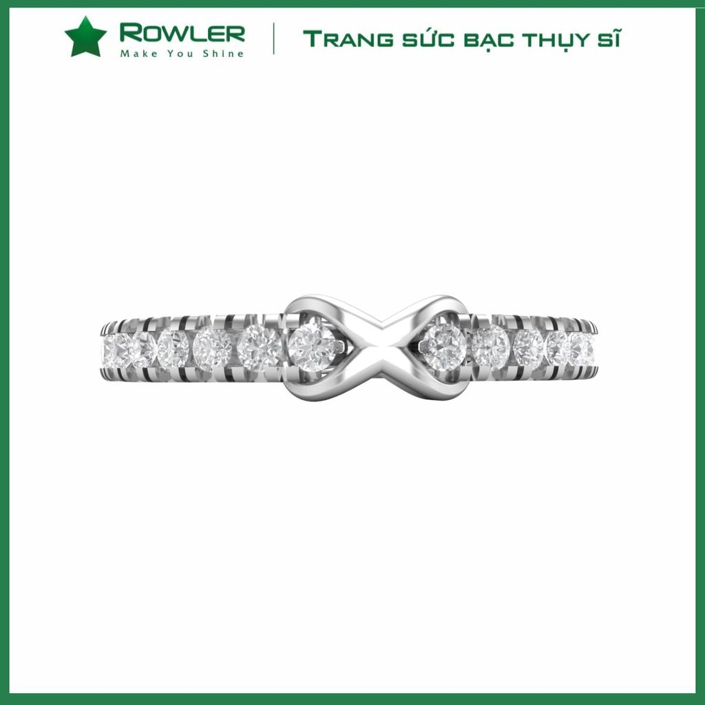 Nhẫn bạc họa tiết vô cực đính đá Moissanite 1.5ly ROWLER RH000844