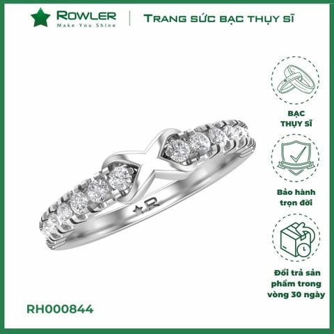 Nhẫn bạc họa tiết vô cực đính đá Moissanite 1.5ly ROWLER RH000844