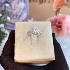 Nhẫn Bạc HALO đính đá Moissanite 7.0ly ROWLER RH000934
