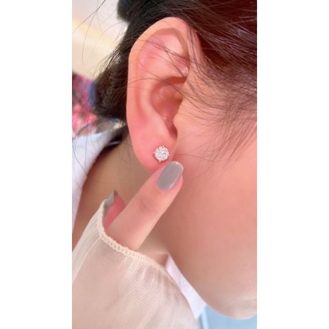 Bông tai bạc 925 4 chấu đính đá Cubic Zirconia 6.0ly ROWLER EA000926