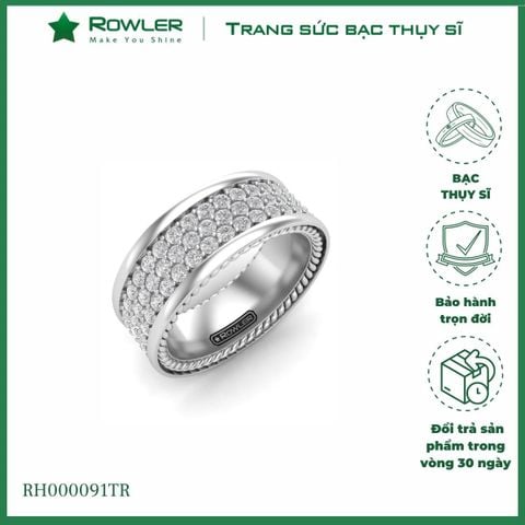 Nhẫn bạc Nam đính full đá Cubic Zirconia trắng 5A ROWLER RH000091TR