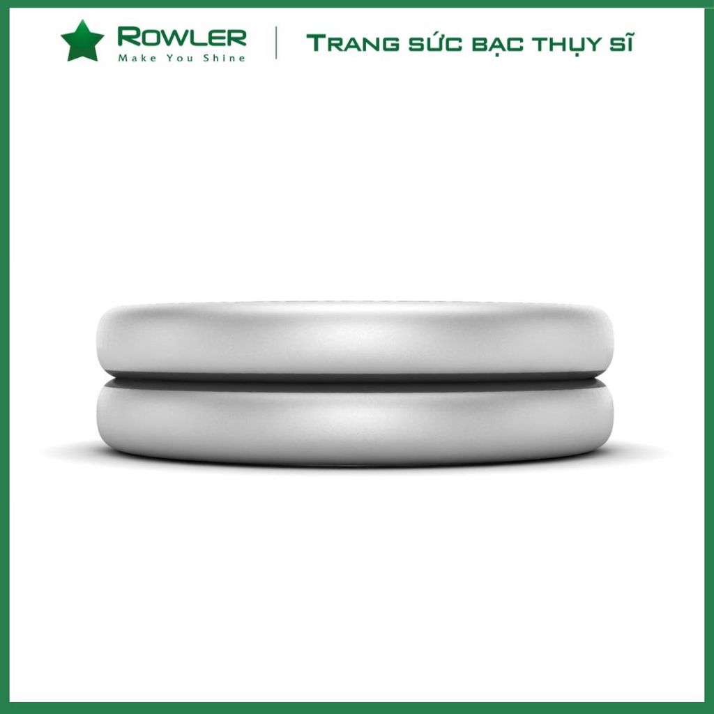 Nhẫn Nam Bạc Thụy Sĩ đai đôi đánh xướt ROWLER RH000131