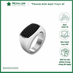 Nhẫn bạc Nam đính đá Cubic Zirconia đen 5A ROWLER RH000310DN