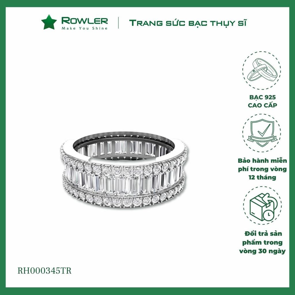 Nhẫn bạc nữ 925 full đá CZ chữ nhật 5A 2*3ly Radiant cut ROWLER RA000345