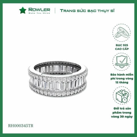 Nhẫn bạc nữ 925 full đá CZ chữ nhật 5A 2*3ly Radiant cut ROWLER RA000345