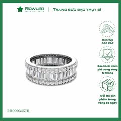 Nhẫn bạc nữ 925 full đá CZ chữ nhật 5A 2*3ly Radiant cut ROWLER RA000345