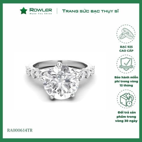 Nhẫn Solitaire bạc 925 đính đá Cubic Zirconia 5A 8.0ly ROWLER RA000614