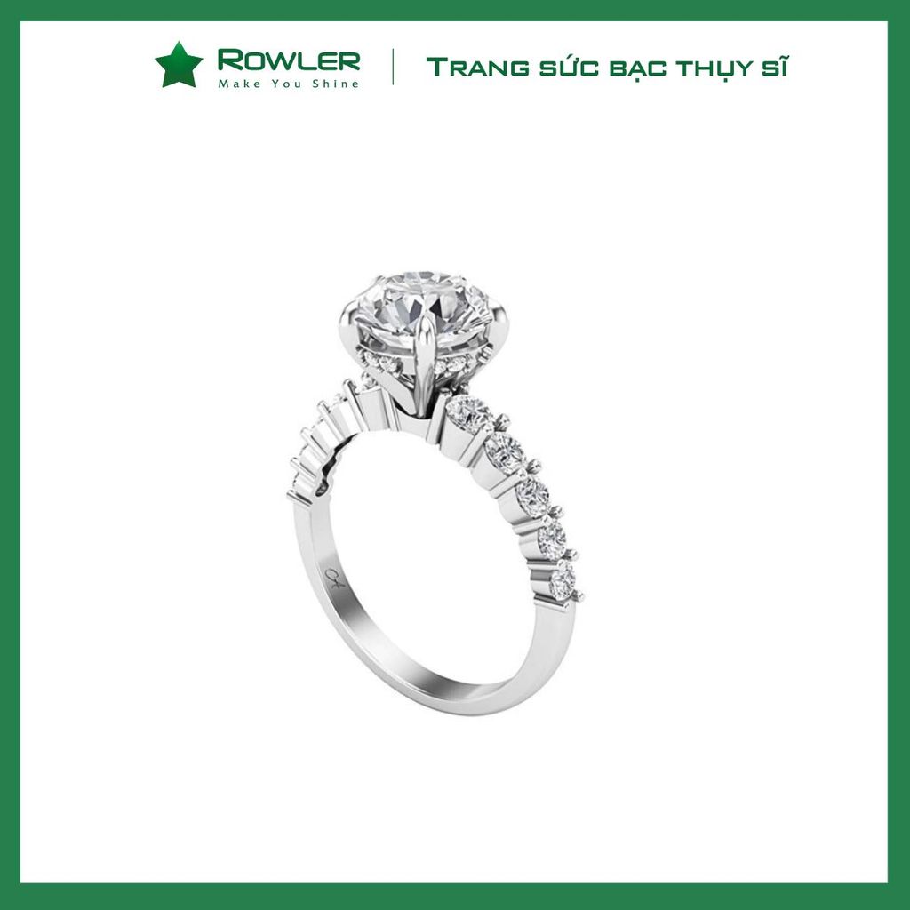 Nhẫn Solitaire bạc 925 đính đá Cubic Zirconia 5A 8.0ly ROWLER RA000614