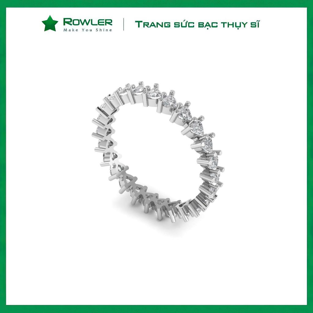 Nhẫn bạc 925 đính full đá tim 2.0ly ROWLER RA100586