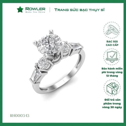 Nhẫn bạc 925 đính đá Cubic Zirconia 5A 6.5ly ROWLER RH000343