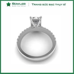 Nhẫn Bạc đính đá Moissanite chữ nhật Radiant cut 6*ly ROWLER RH000611