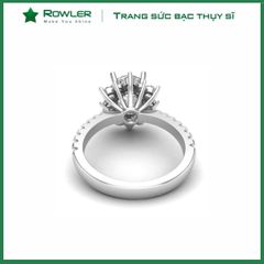 Nhẫn bạc Thụy Sĩ bông hoa đính đá Moissanite 7.0ly ROWLER RH000616