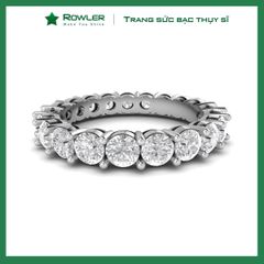 Nhẫn bạc Thụy Sĩ đính full đá Moissanite 3.0ly ROWLER RH000847