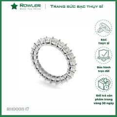 Nhẫn bạc Thụy Sĩ đính full đá Moissanite 3.0ly ROWLER RH000847