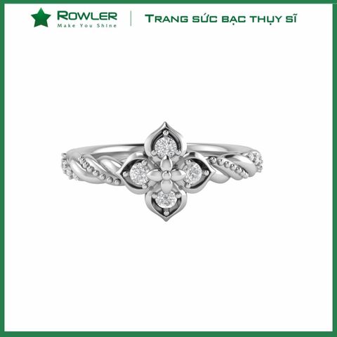 Nhẫn bạc nữ Thụy Sĩ họa tiết hoa Lilac đính đá Moissanite ROWLER RH000916