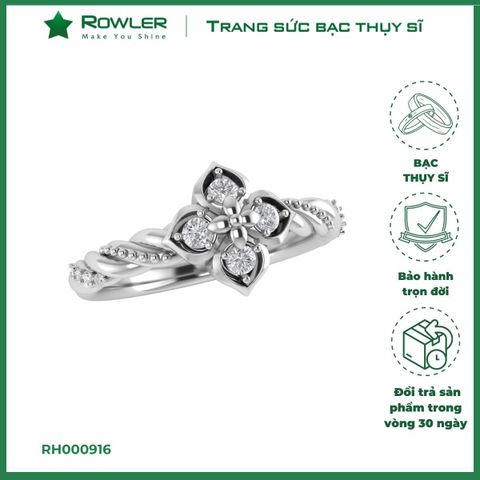 Nhẫn bạc nữ Thụy Sĩ họa tiết hoa Lilac đính đá Moissanite ROWLER RH000916
