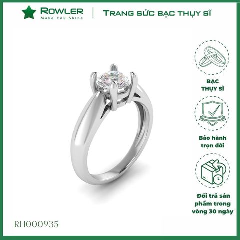 Nhẫn bạc Solitaire đính đá Moissanite 6.0ly ROWLER RH000935