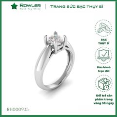 Nhẫn bạc Solitaire đính đá Moissanite 6.0ly ROWLER RH000935