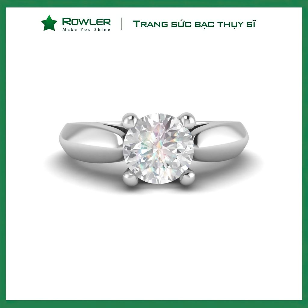 Nhẫn bạc Solitaire đính đá Moissanite 6.0ly ROWLER RH000935