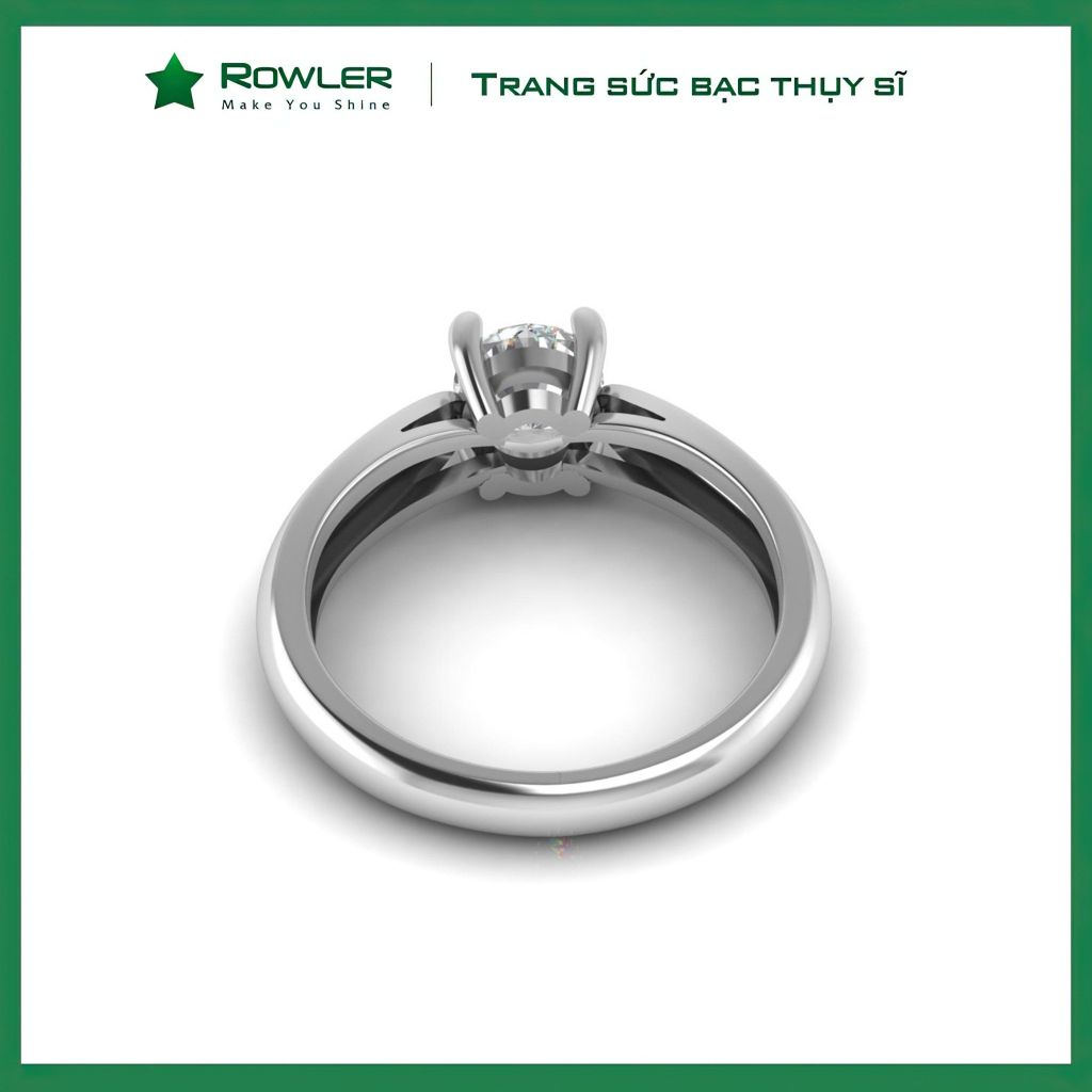 Nhẫn bạc Solitaire đính đá Moissanite 6.0ly ROWLER RH000935