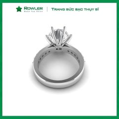 Nhẫn bạc nữ 6 chấu đính đá Moissanite 9.0ly sang trọng ROWLER RH100943