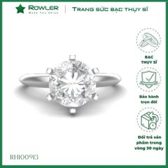 Nhẫn bạc Solitaire đai trơn thanh mảnh đính đá Moissanite 7.0ly ROWLER RH100933