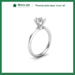 Nhẫn bạc Solitaire đai trơn thanh mảnh đính đá Moissanite 7.0ly ROWLER RH100933