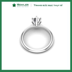 Nhẫn bạc Solitaire đai trơn thanh mảnh đính đá Moissanite 7.0ly ROWLER RH100933