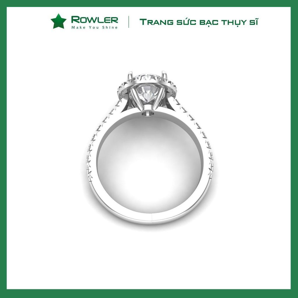 Nhẫn Bạc HALO đính đá Moissanite 7.0ly ROWLER RH000934