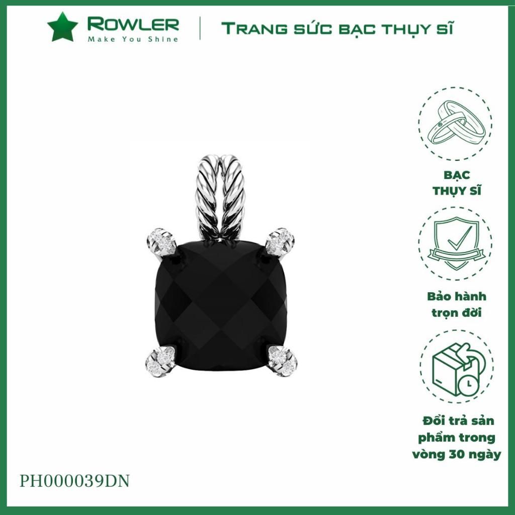 Mặt dây chuyền bạc Thụy Sĩ đính đá màu vuông giác caro 10ly ROWLER PH000039