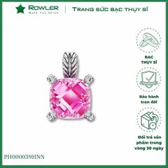 Mặt dây chuyền bạc Thụy Sĩ đính đá màu vuông giác caro 10ly ROWLER PH000039