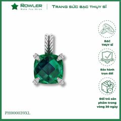 Mặt dây chuyền bạc Thụy Sĩ đính đá màu vuông giác caro 10ly ROWLER PH000039