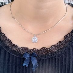 Mặt dây chuyền bạc đính đá chủ Moissanite 6.0ly ROWLER PH000836